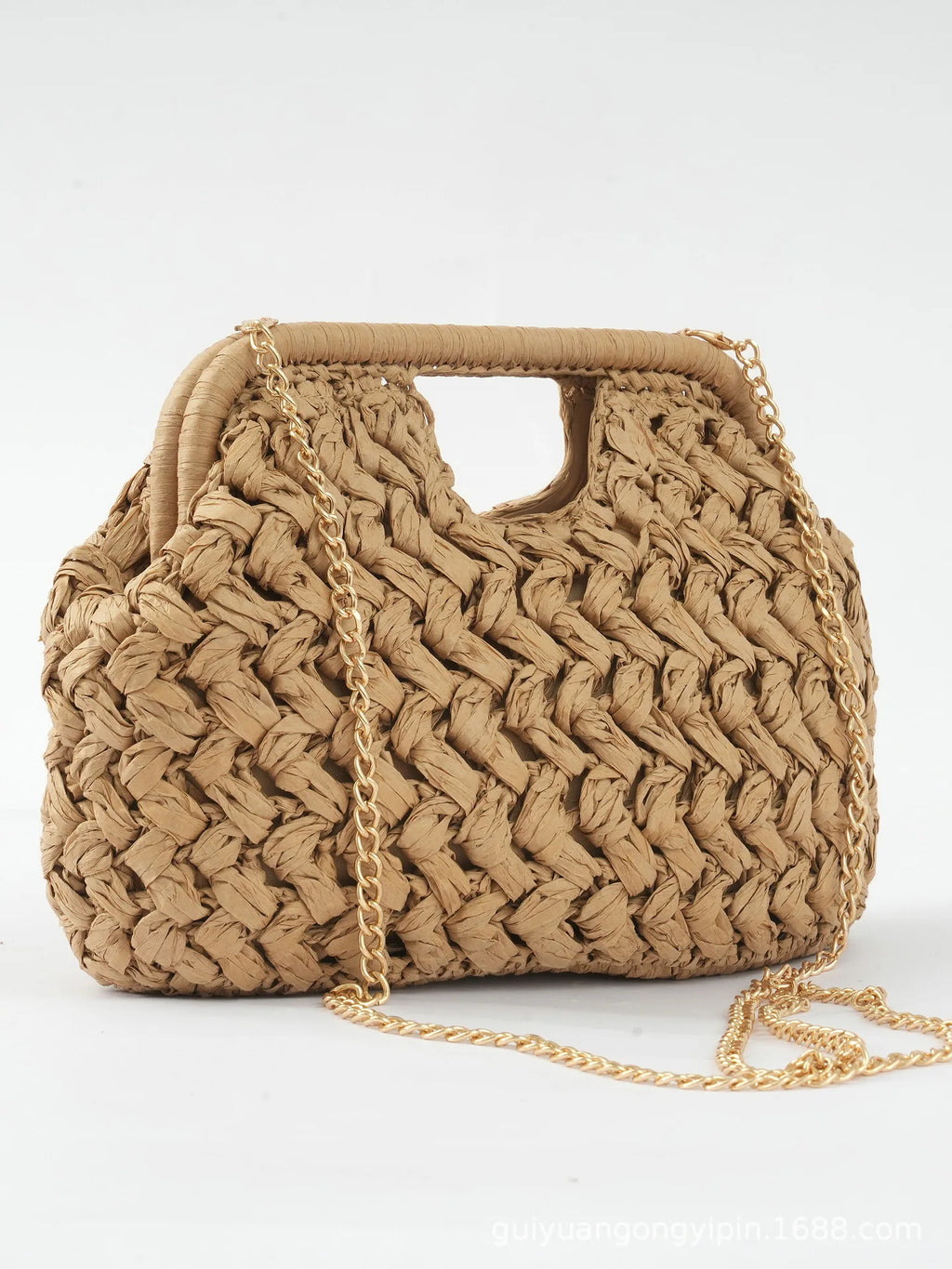 New Hollow Woven Bag Straw Clip Bag for Women Clutch Purse Crossbody Clip Bag Niche Summer