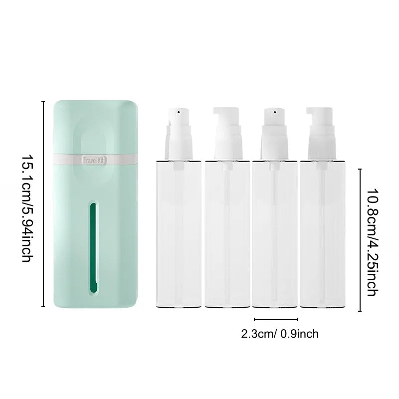 4 in 1 Travel Dispenser Bottle, Travel Bottles for Toiletries, Refillable, Leak Proof, Portable, for Travel, Camping, Business