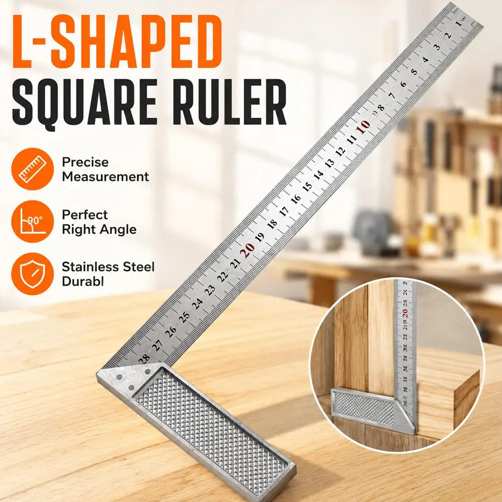 Aluminum Alloy Square Ruler Right Angle 90 Turning Ruler Woodworking Ruler Steel Turning Ruler Measuring Tools Gauge
