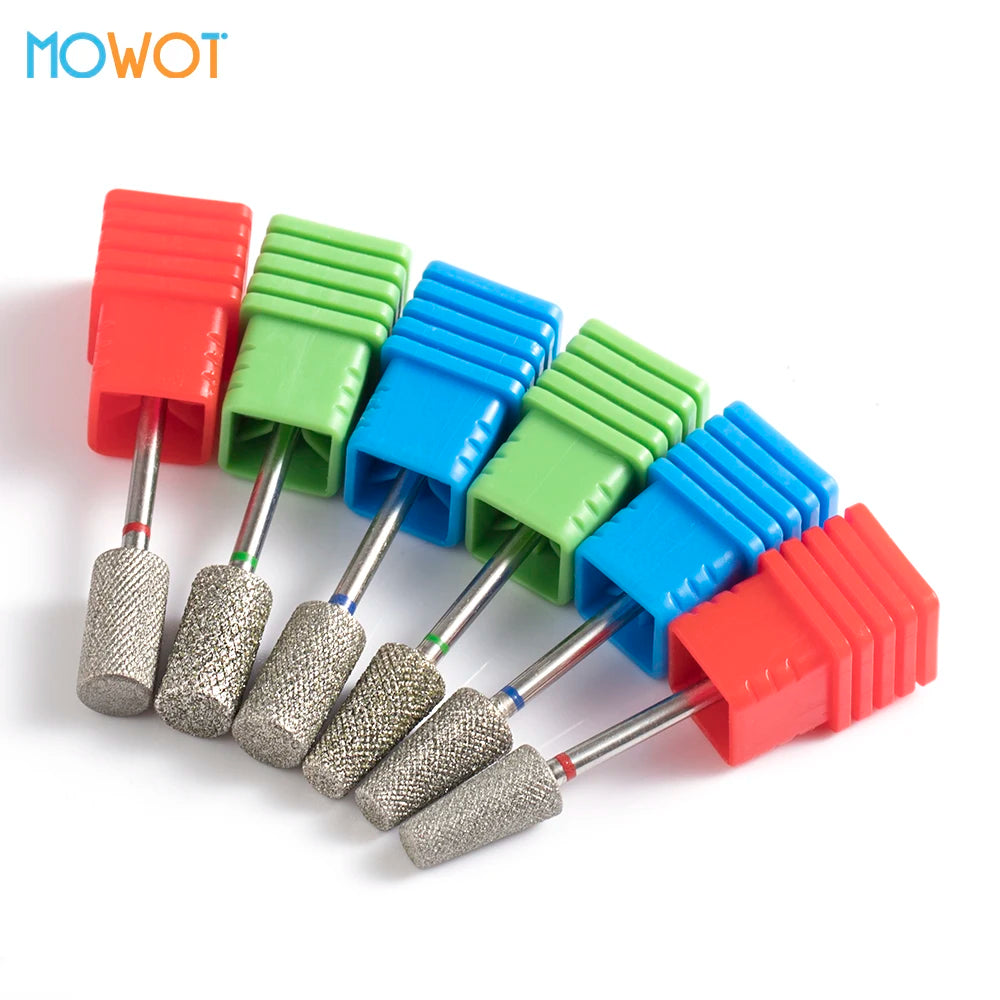 MOWOT Cross Teeth Barrel Diamond Nail Drill Bits 3/32" Rotary Nail Bit Milling Cutter for Manicure Cuticle Clean Burr Nail Tools