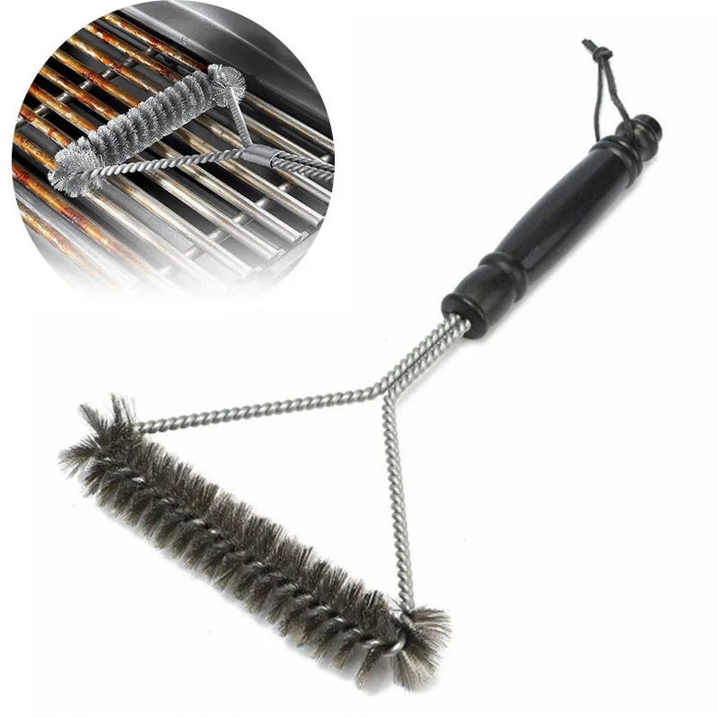 1PC Stainless steel BBQ grill cleaning brush Barbecue grill cleaning brush Barbecue accessories Y-shaped barbecue net roll brush