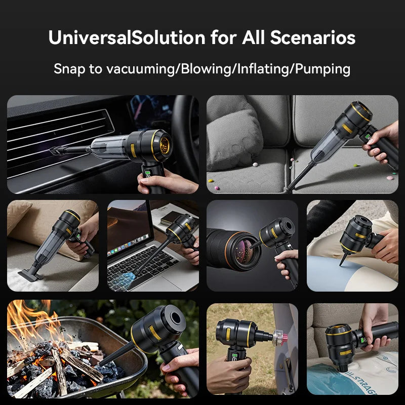 Portable Handheld Car Vacuum Wireless Suction Blower Duster Built-in LED Light Brushless Motor For Auto Household Cleaning