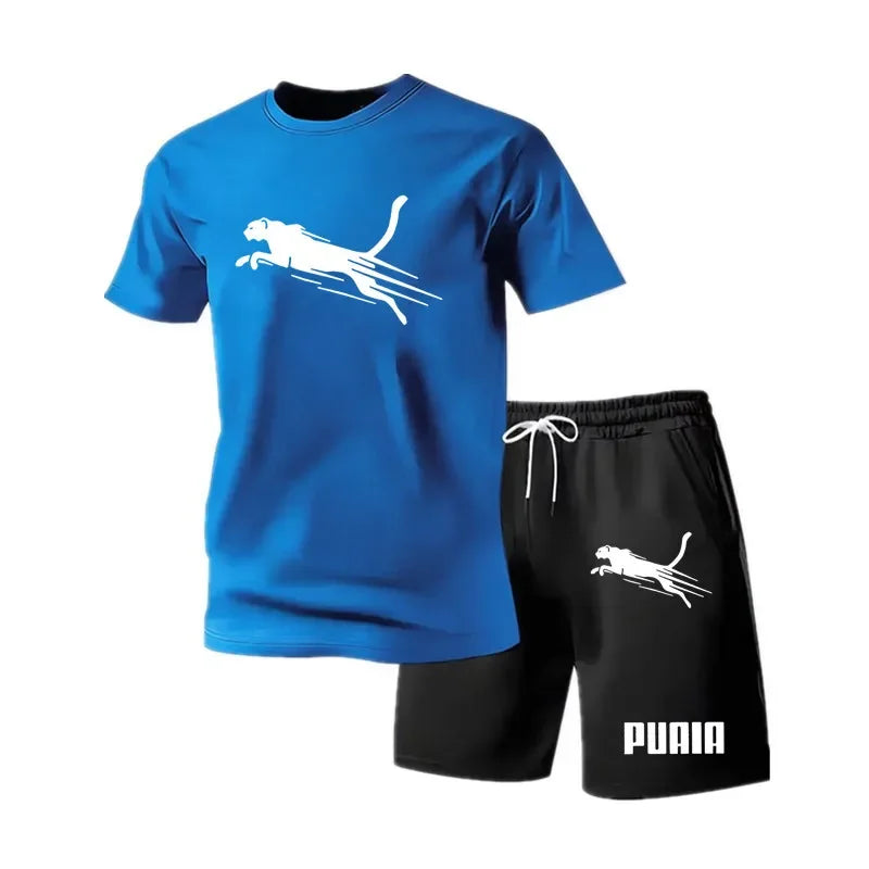 2026 Men's Summer Breathable T-shirt Shorts Set Fashion Casual Outdoor Sports 2 Piece Tracksuit Gym Vacation Quick Dry Clothing