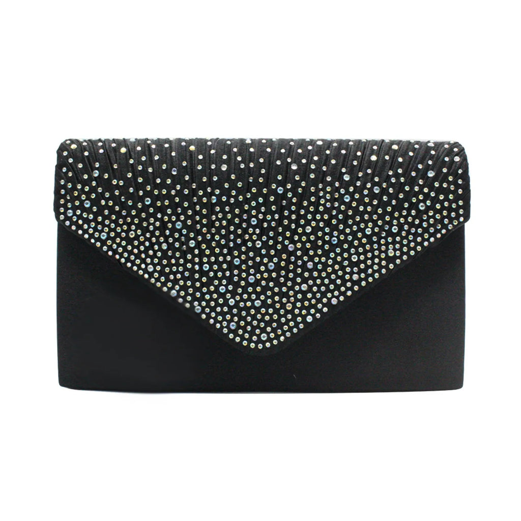 Women's Fashion Elegant Ribbon Diamond Clutch Evening Prom Handbag Light Luxury Single Room Bag For Party Wedding Nightclub
