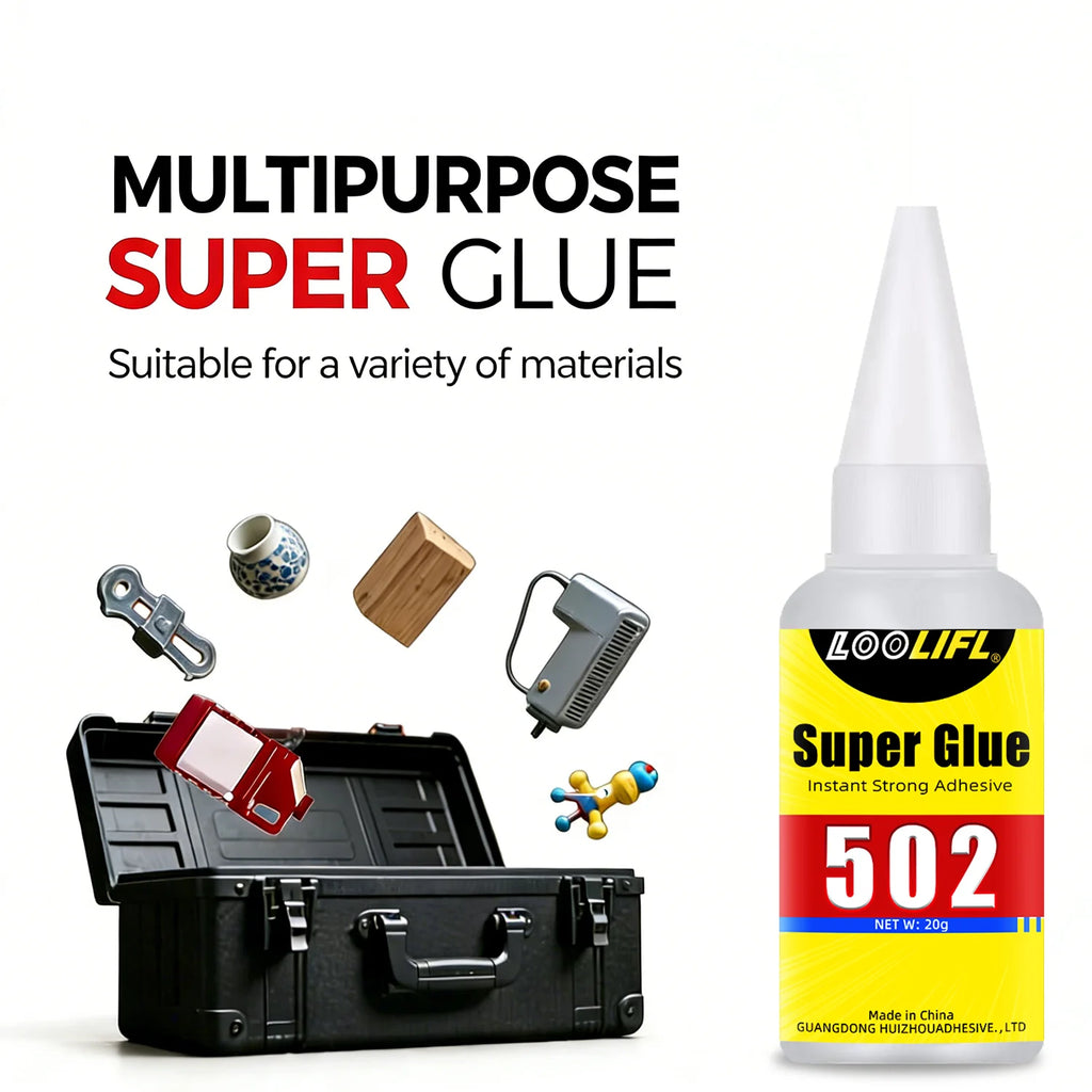 Loolifl 502 Super Glue 20g Cyanoacrylate Adhesive Household Quick Dry Waterproof Glue for Daily Repair DIY Craft Multi-Purpose