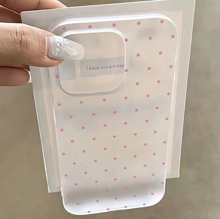 Korea ins Colorful Polka Dots Summer Y2K Matte Phone Case For iPhone 18 11 12 13 14 15 16 17 AIR Pro Max Plus Bumper Cover