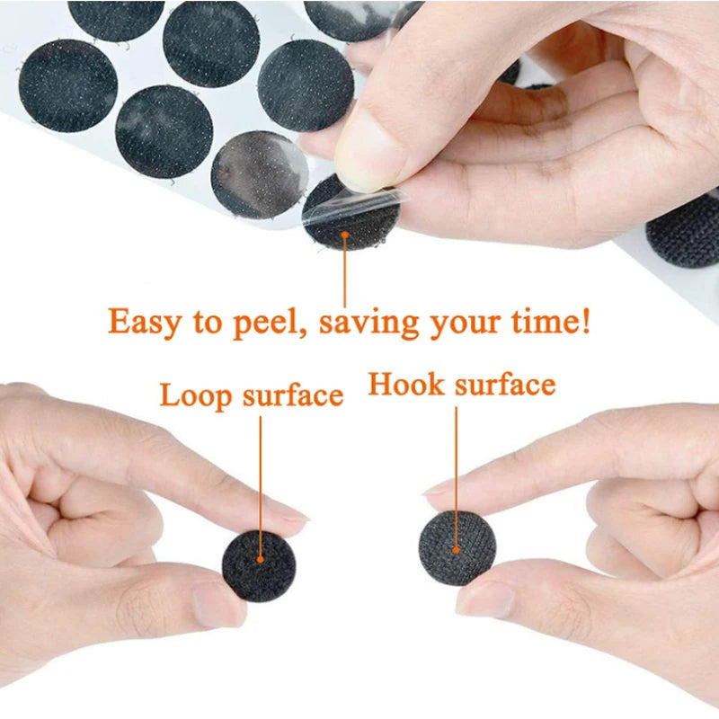 Dot Sticker Self Adhesive Fastener Tape Dots 10/15/20/25/30mm Strong Glue  Sticker Disc White Black Round Coinn Hook Loop Tape