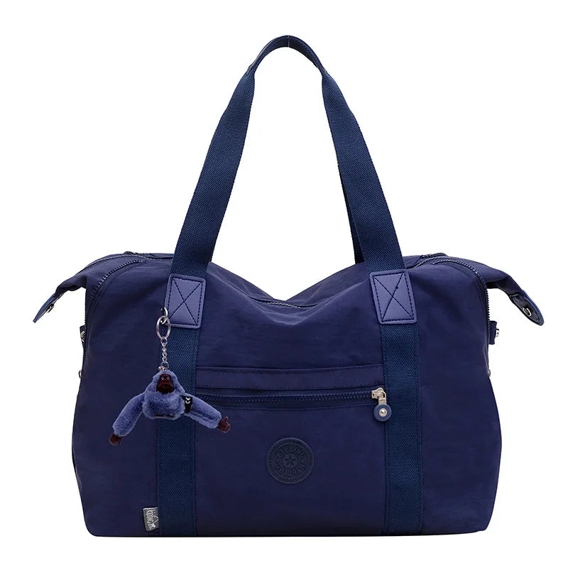 Travel Bag Large Capacity Washed Cloth Lightweight Short Trip Fitness Bag Monkey Pendant Luggage Bag Unisex Street Style