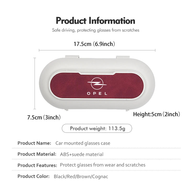 For Opel Car Sunglasses Case ABS Suede Sun Visor Mount Glasses Storage Box Vectra Zafira Meriva Mokka Grandland Vivaro Antara