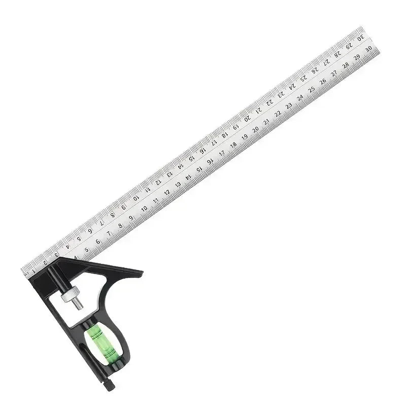 New 300mm Stainless Steel Angle Combination Square Ruler Horizontal Movable Carpenter Woodworking 45 Degree Right Level Moving