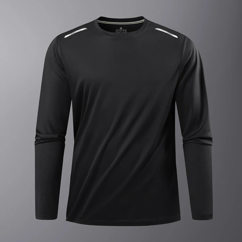 CHRLCK Men's Hiking Quick Drying T-shirts Breathable Camping Running Fishing Soft Elasticity Long Sleeve Tees Summer Autumn