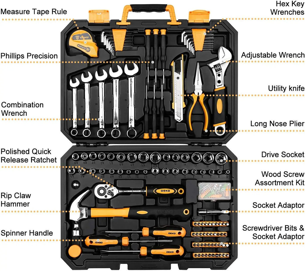 158 Piece Tool Set - General Household Hand Tool Kit, Auto Repair Tool Set with Plastic Toolbox Storage Case
