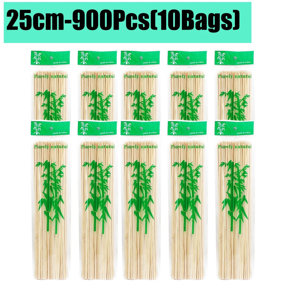 90-1350Pcs Disposable BBQ Bamboo Sticks 15/20/25/30cm for Grilling, Fruit, Kabob,BBQ, Barbecue, Kitchen, Camping, Outdoor