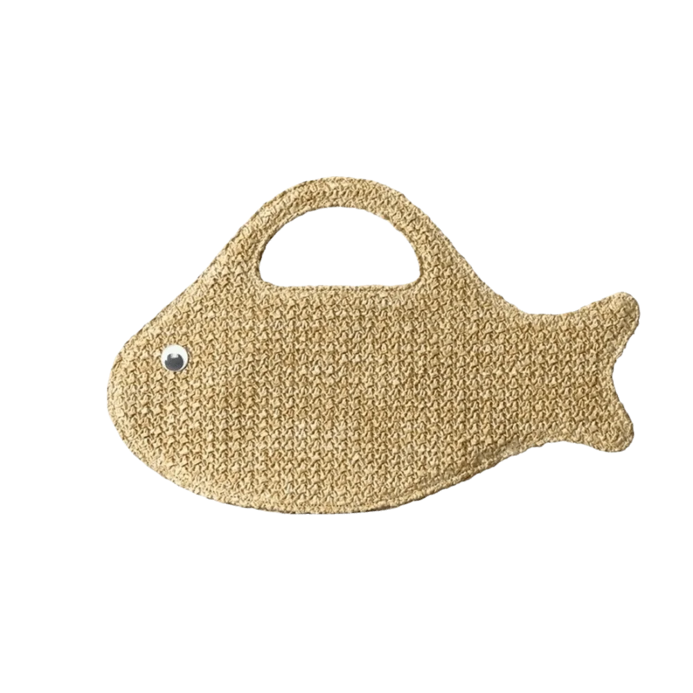 Funny Cute Large Capacity Woven Bag Straw Lightweight Fish Shaped Handbag Knit Eco-Friendly Shopping Bag Spring Summer