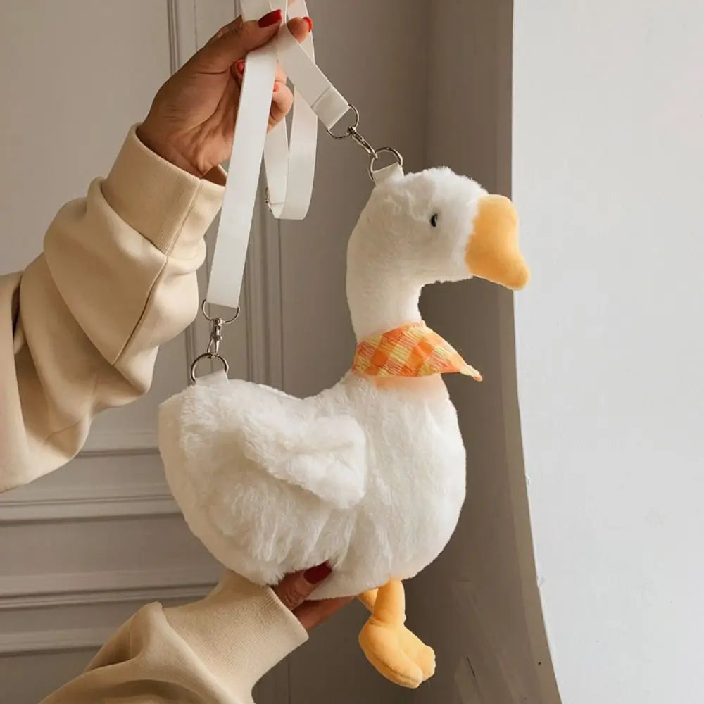 Portable Zipper Big Goose Bag Fluffy Solid Color Cute Duck Crossbody Bag Large Capacity Shoulder Bags Streetwear