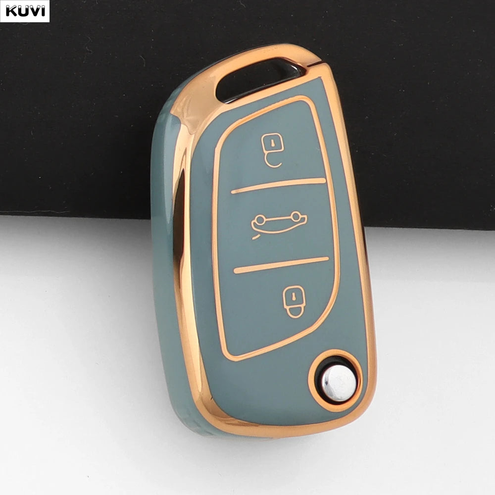 Fashion TPU Car Flip Key Case Cover Shell For Citroen C1 C2 C3 C4 C5 XSARA PICA For Peugeot 306 407 807 For DS DS3 DS4 DS5 DS6