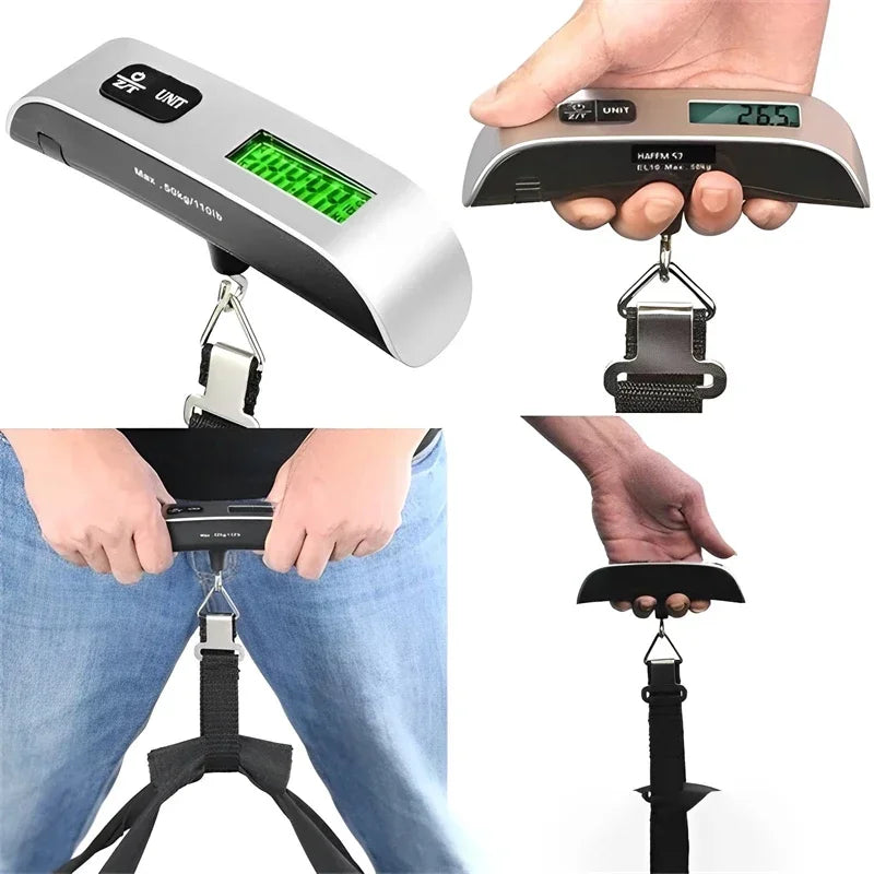 110lb/50kg Portable Electronic Hand Luggage Scale LCD Digital Display Balance Scale Suitcase Travel Weighs Baggage Weight Tool