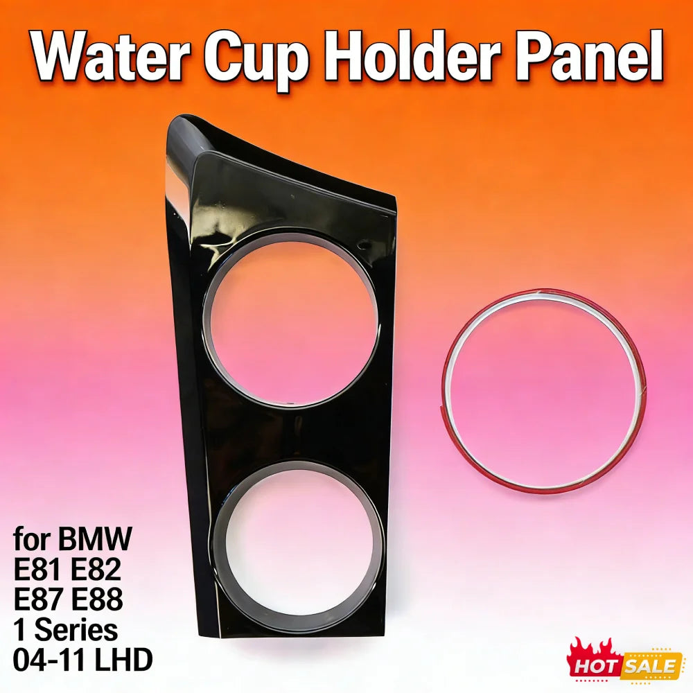 Water Cup Holder Panel Decor Cover Gloss Black Car Cup Holder Stand Carbon Fiber for BMW E81 E82 E87 E88 1 Series 2004-2011 LHD