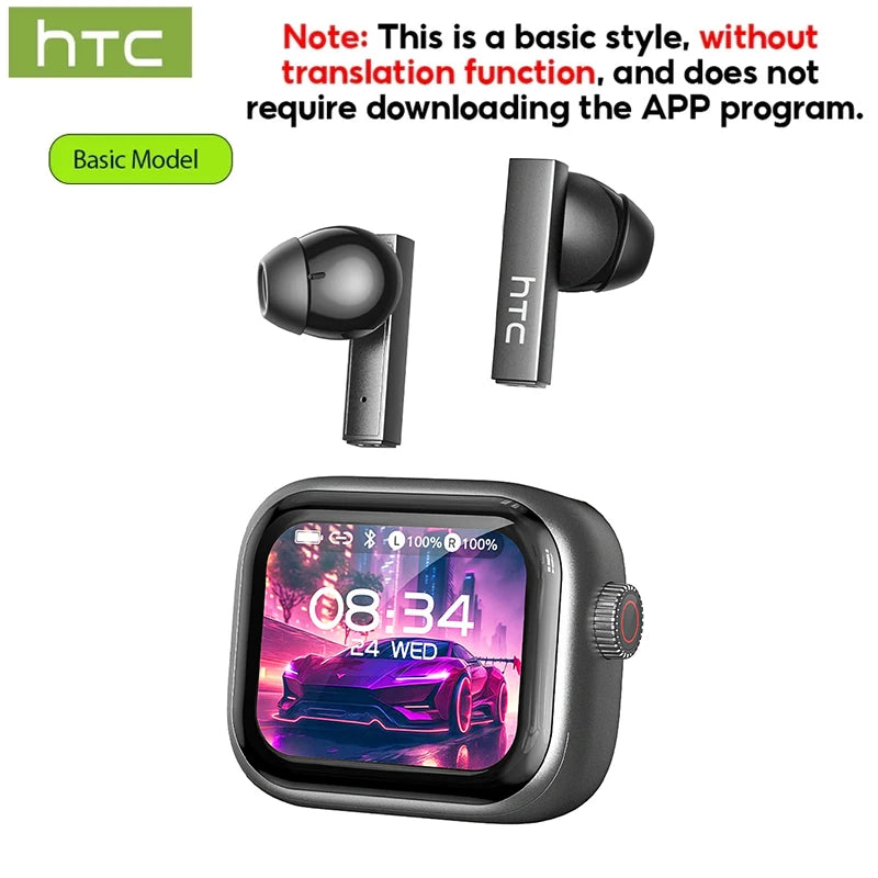 HTC Original AI Translator Wireless Bluetooth Earphones NE40 LED Touch Screen Earbud HiFi Sound Noise Reduction Sports Headphone