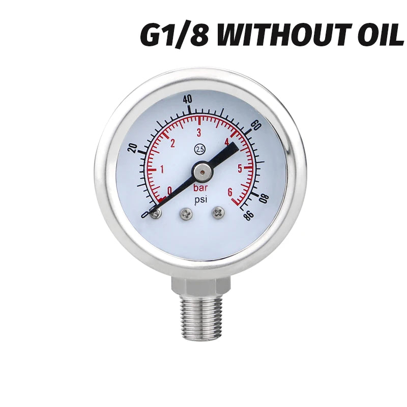 MAIRUIKESI 40mm (1.5") Stainless steel Dry pressure Gauge manometer  -1~0~600bar/psi Bottom Connection For Water Gas
