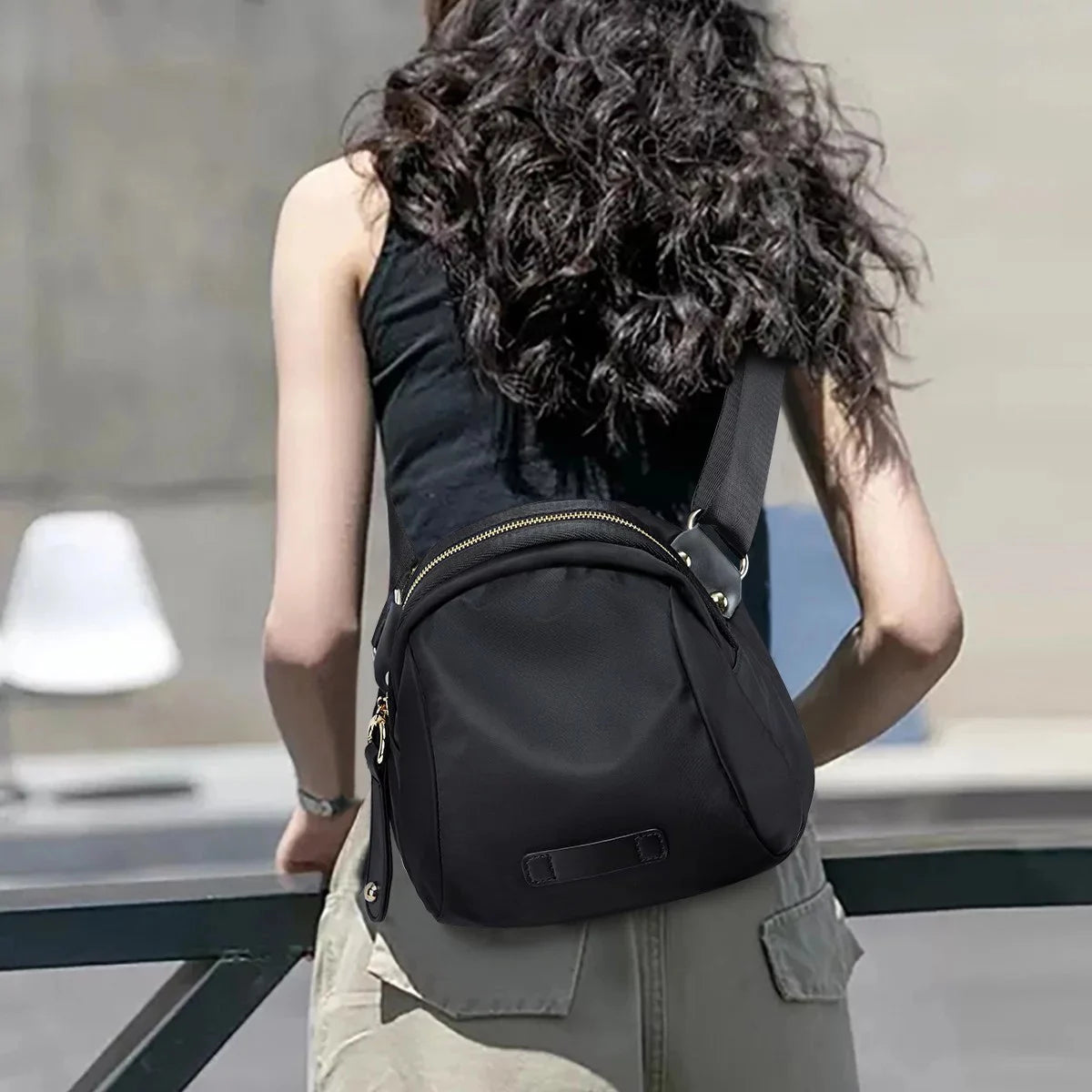 Minimalist Crossbody Bag Casual Black Small Crossbody Bag, All-Match Sports Outdoor Storage Nylon Fancy Pack