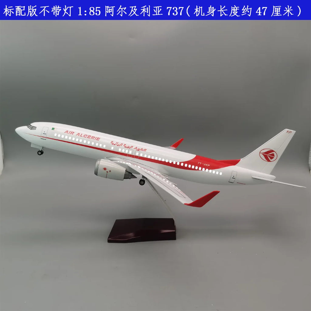Display 737-800 Air Algerie Airlines Aircraft Model Toys 47cm Resin Miniature Plane W Light and Wheel Diecast Airplanes Collecti