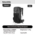 Naturehike Rock 2.0 Outdoor 30L 45L 60L Frame Backpack Travel Large Capacity Hiking Waterprof Mochila Aluminum Rain Cover Climb