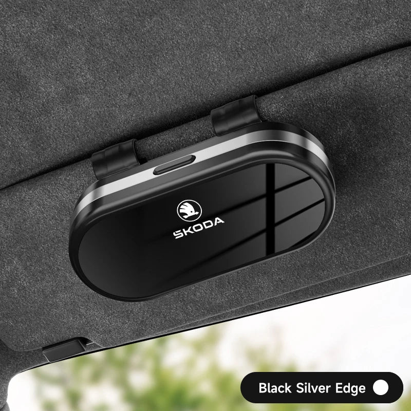 ABS Electroplating Process Car Sunshade Glasses Case For Skoda Octavia VRS Rapid Kodiaq Fabia Karoq Superb Scala Kamiq
