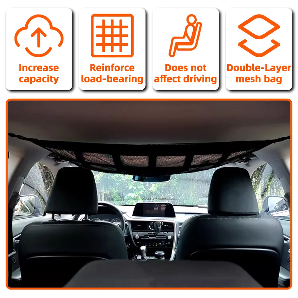YONGRUN Car Roof Storage Organizer Car Roof Cargo Net Strong Load-Bearing Net Large Capacity Saves Space Car Roof Net Storage