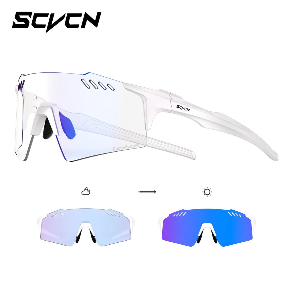 SCVCN Hiking Eyewear Fashion Rimless Cycling Glasss Outdoor Sports Running Drving Sunglasses for Men Goggles Mtb Bicycle 1 Lens