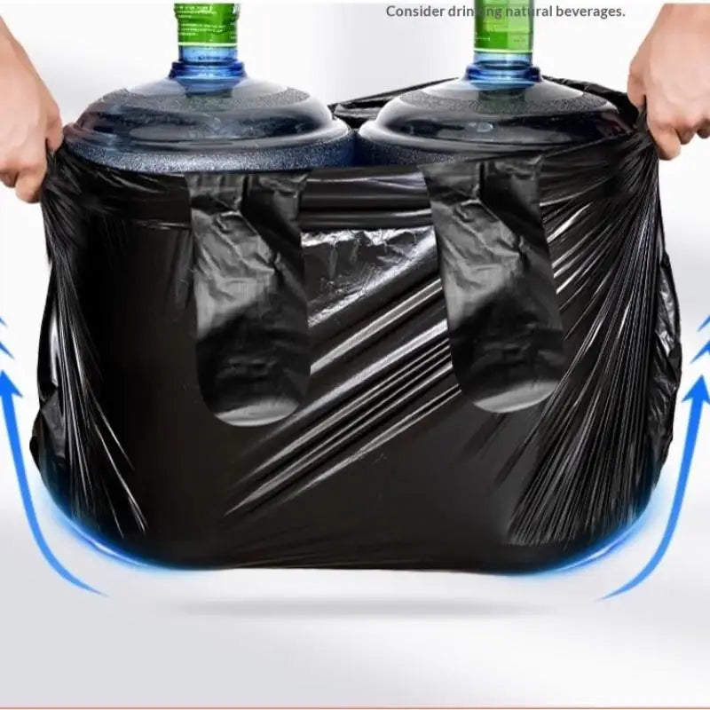 Disposable Garbage Pouches Thickened Black Plastic Vest Bags With Handles Kitchen Home Office Cleaning Use 100Pcs