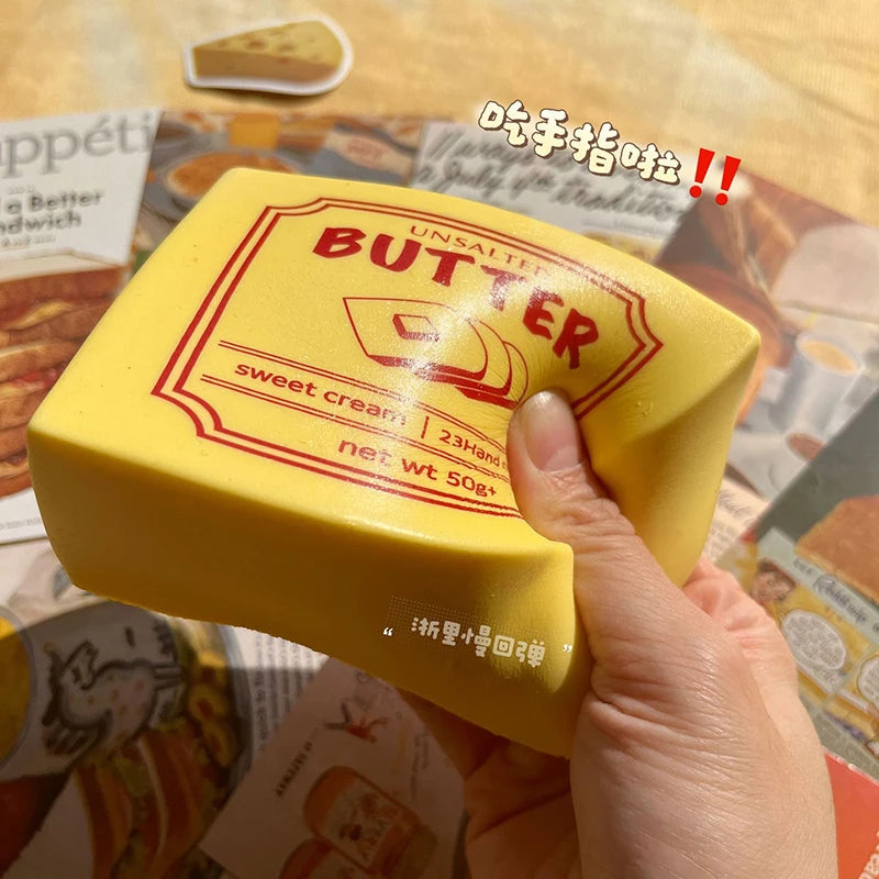 Squishy Simulated Butter Block Squeeze Toy Soft Stress Relief Slow Rising Sensory Fidget for Anxiety ADHD Autism Gifts For Kids