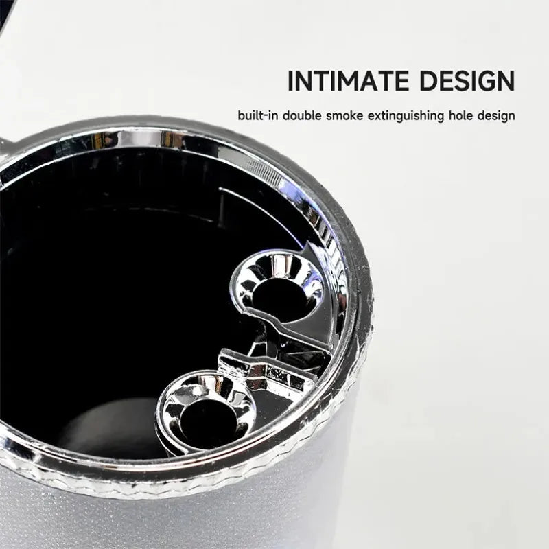 Ventilated Car Ashtray With Sealed Cover LED Color Changing Glass Carrier Type Elegant Internal Smoke Exhaust Box