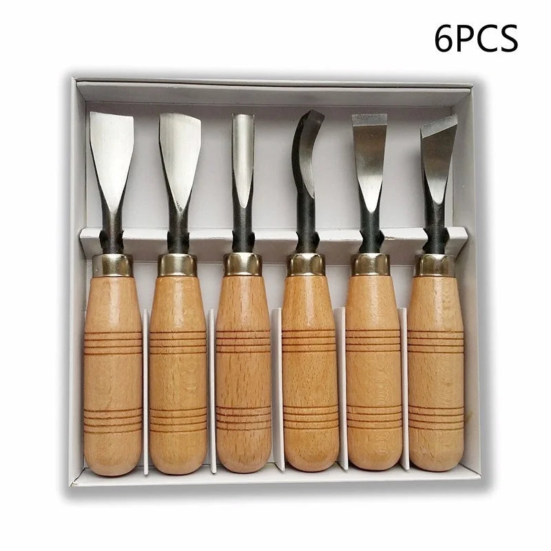 8Pcs and 6Pcs Woodpecker Dry Hand Wood Carving Tools, Professional Woodworking Graver Chisel Kit Gouges Tools