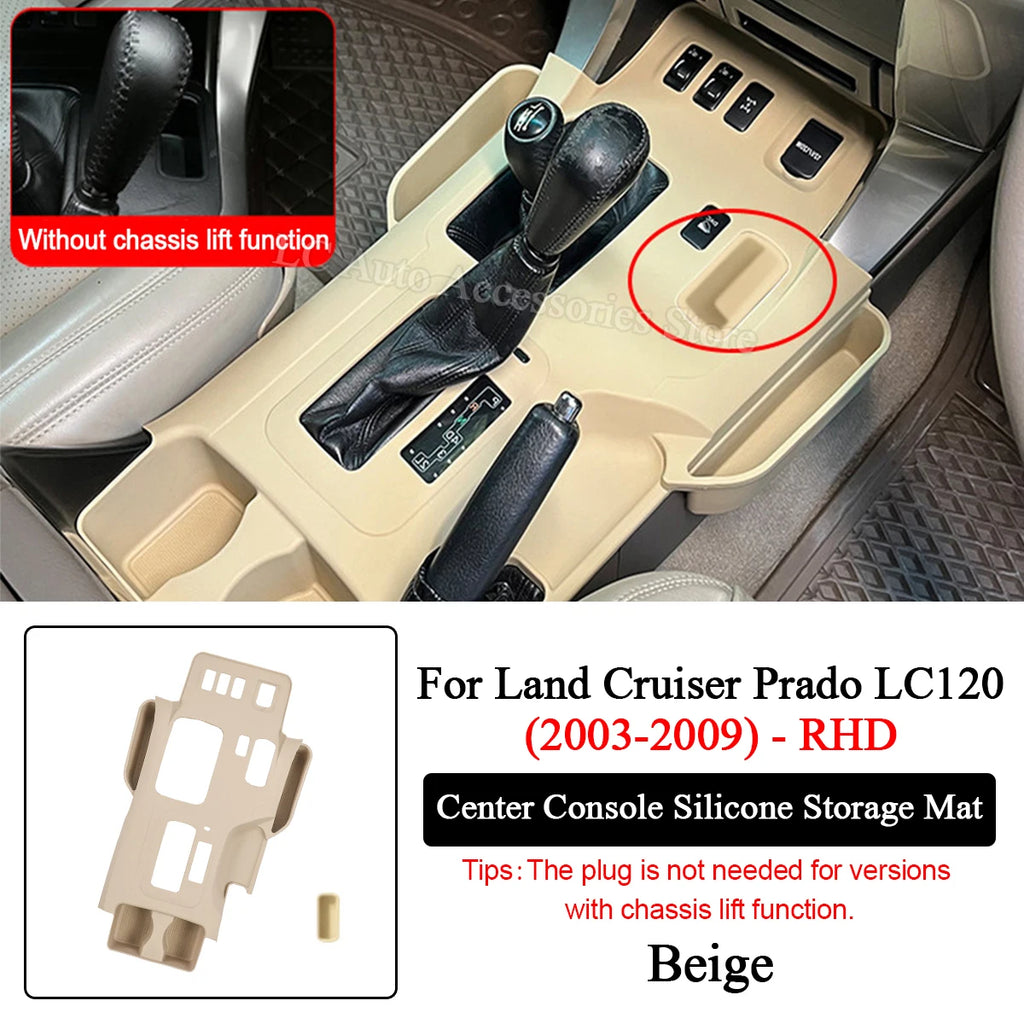 For 2003-2009 Prado LC120, Center Console Silicone Storage Mat, Expand Storage Space, Car Interior Modification Accessories