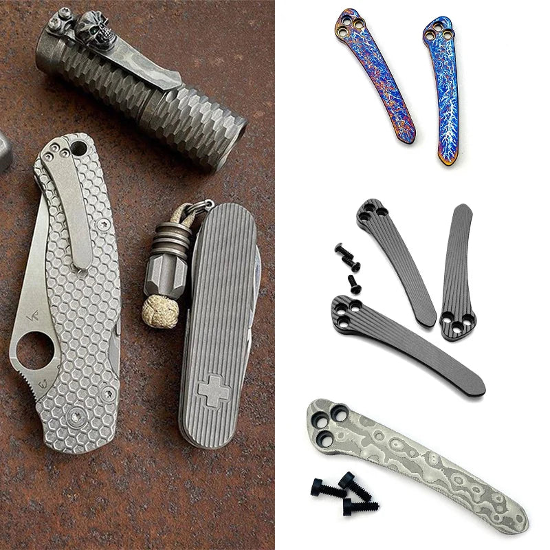 4 Colors With Screws Custom Titanium Knife Pocket Clip Clamp For Spyderco C81 Paramilitary2 Para3 C223 C10 Manix2 G10 Police C11