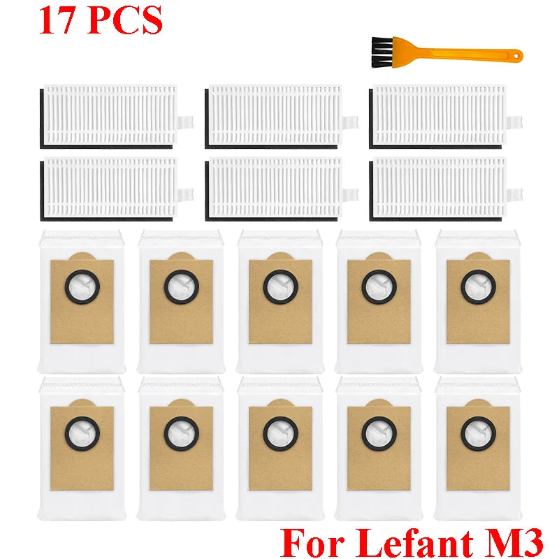 Accessories For ( Lefant M3 / M3 MAX / M3L ) HEPA Filters Robot Vacuum Cleaner Main Side Brush Mop Cloth Pads Dust Bags