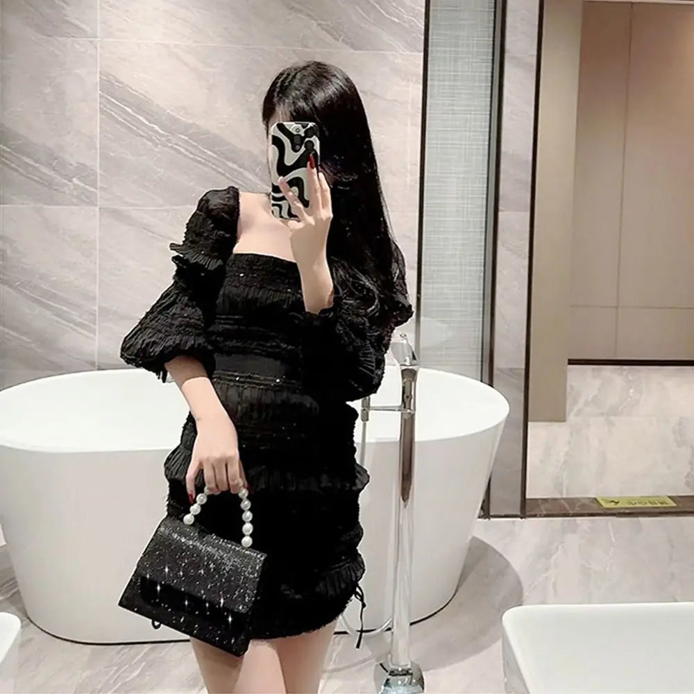 Gold Bright Silk Evening Bag Women Elegant Banquet Clutch Pearl Chain Shoulder Bags Luxury Purse Female Wedding Party Handbags