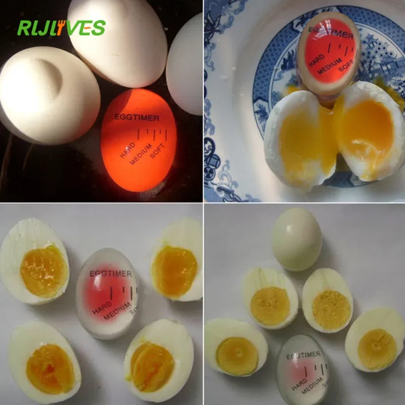 RLJLIVES 1Pc Egg Perfect Color Changing Timer Yummy Soft Hard Boiled Eggs Cooking Kitchen Eco-Friendly Resin Eggs Timer