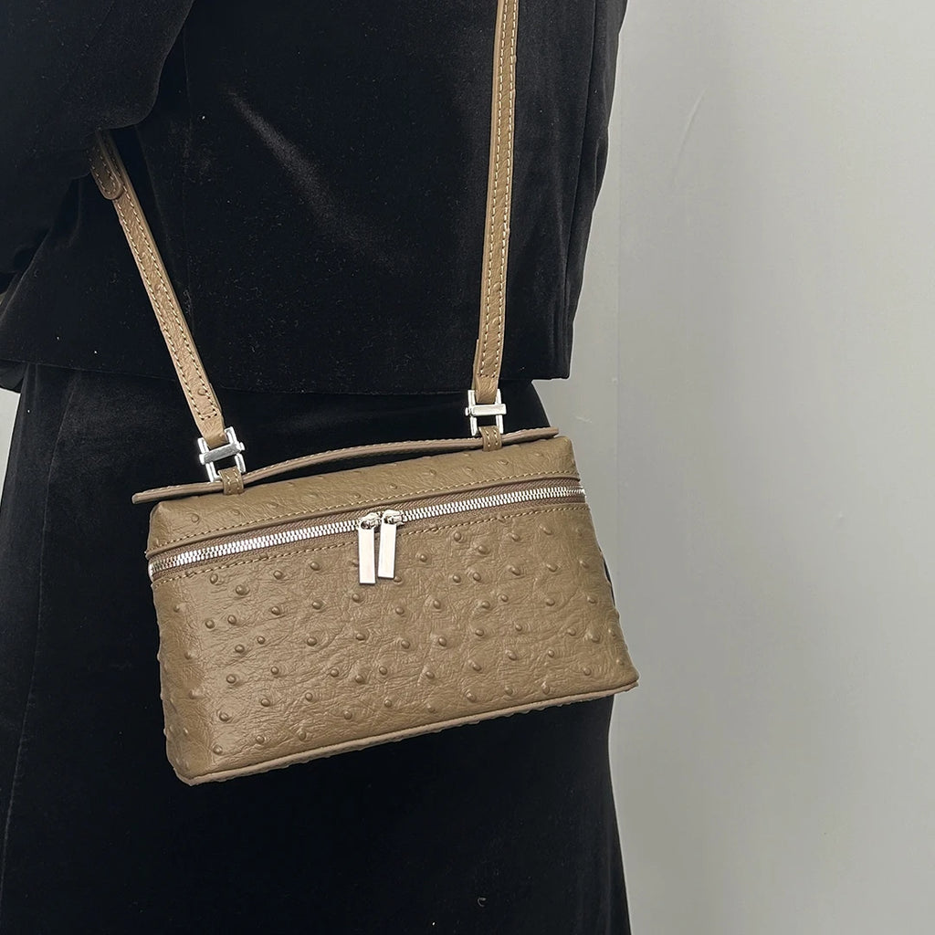Mendy Women's Bag Ostrich Small Bag Cow Leather Shoulder Bags Crossbody Handbags Clutch Bag Luxury Bags Designers New In handbag
