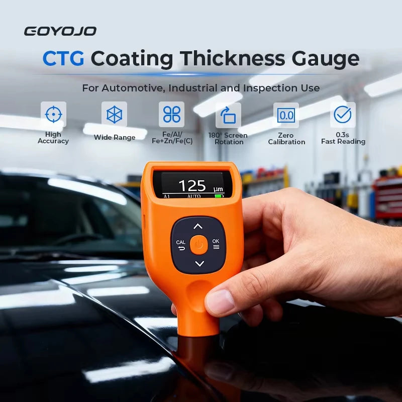 Automotive Coating Paint Thickness Tester 0-2000μm Coating Thickness Gauge ±(2%+1μm) Accuracy Auto Fe/Al/Zn/Fe(C) Detection