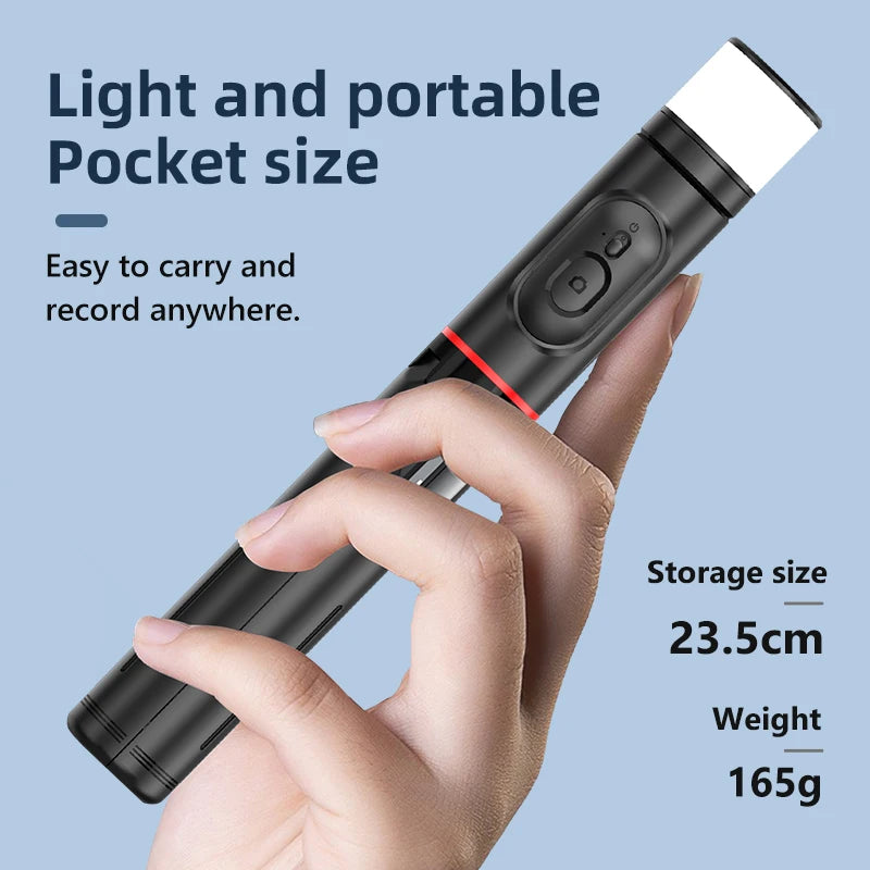 LISCN 85cm Selfie Stick with Light Extendable All in One Phone Tripod Integrated Tripod Stand Compatible with All Cell Phones