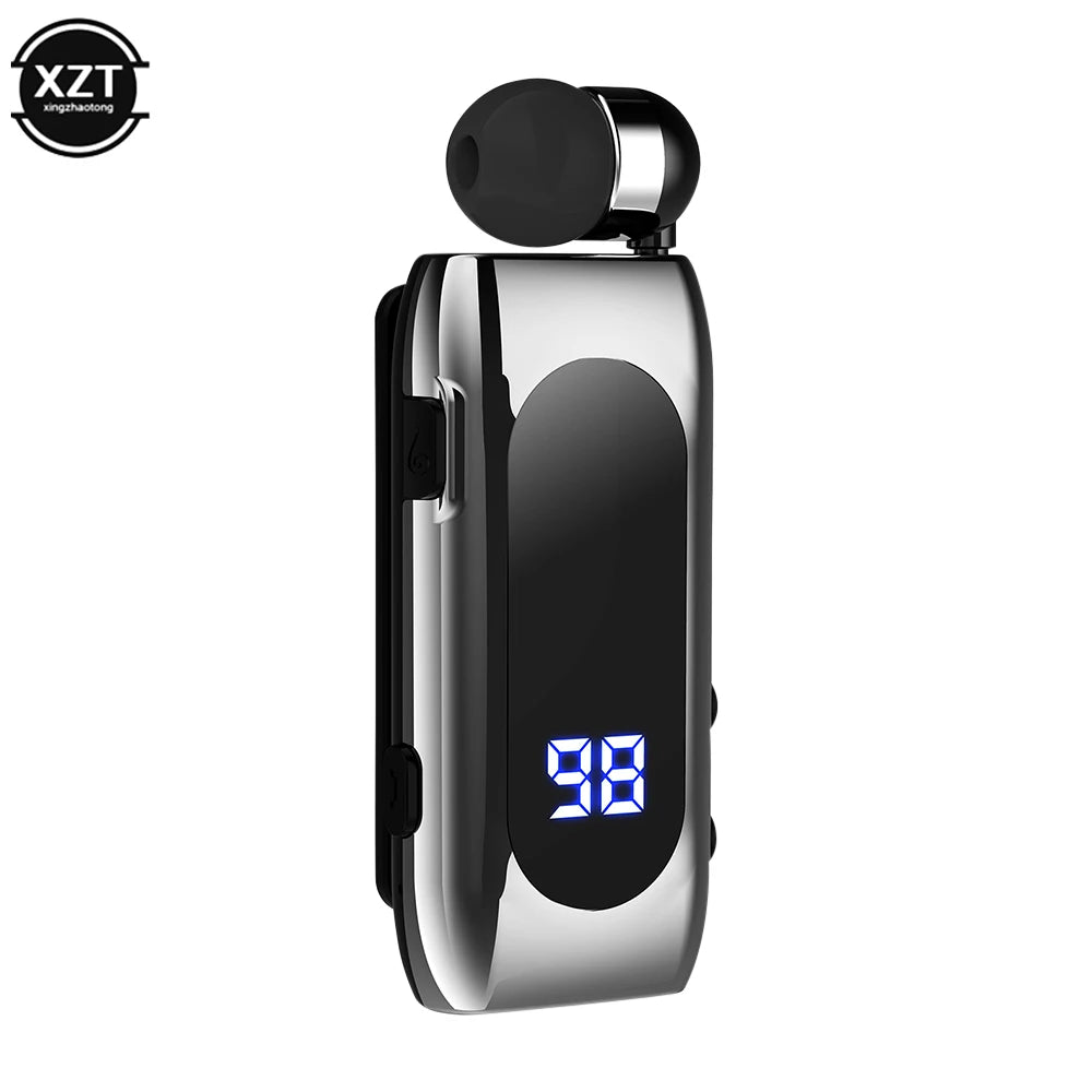 K55 Mini Wireless Bluetooth-Compatible Headset Lavalier Retractable Cable Smart In-ear Single Sport Earphone Led Digital Display