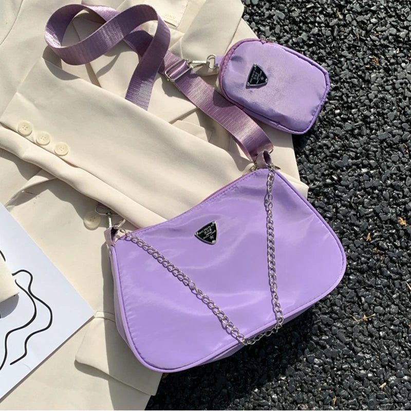 Lightweight Causal Handbag Set Crossbody Bag Nylon Shoulder Bag Handbag 2 in 1 Sling Bag Trend Hand Bag For Women