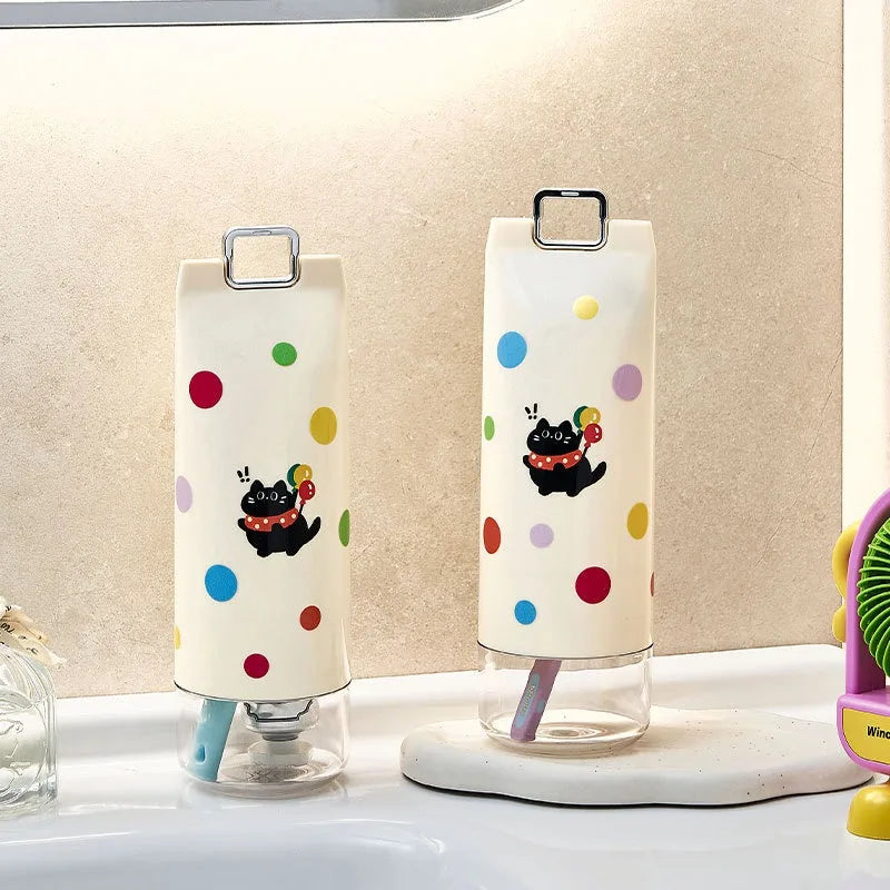 Ins Fashion Trendy Appearance Quality Travel Toothbrush Case with Polka Dots for Toothbrush and Cup Storage