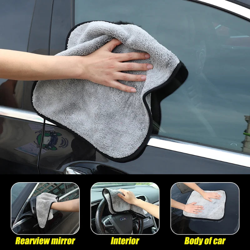 Microfiber Car Wash Towels Highly Absorbent Double Layer Thickened Edge Sealingfor Car Cleaning Windows Tiles Dishes Mirrors