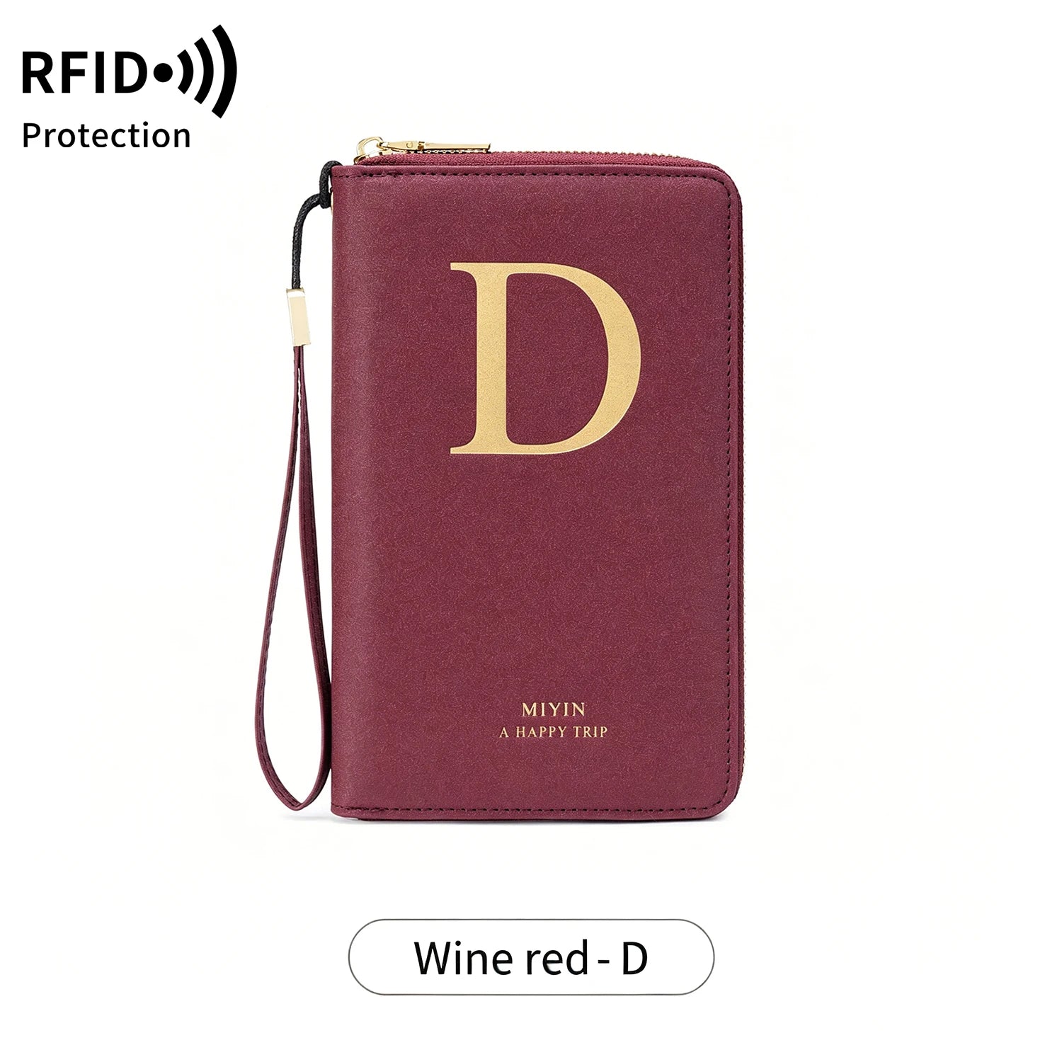 Multi-Functional RFID Blocking Passport Bag Travel Document Holder with Long Zipper Ticket Storage Wallet for Multiple Passports