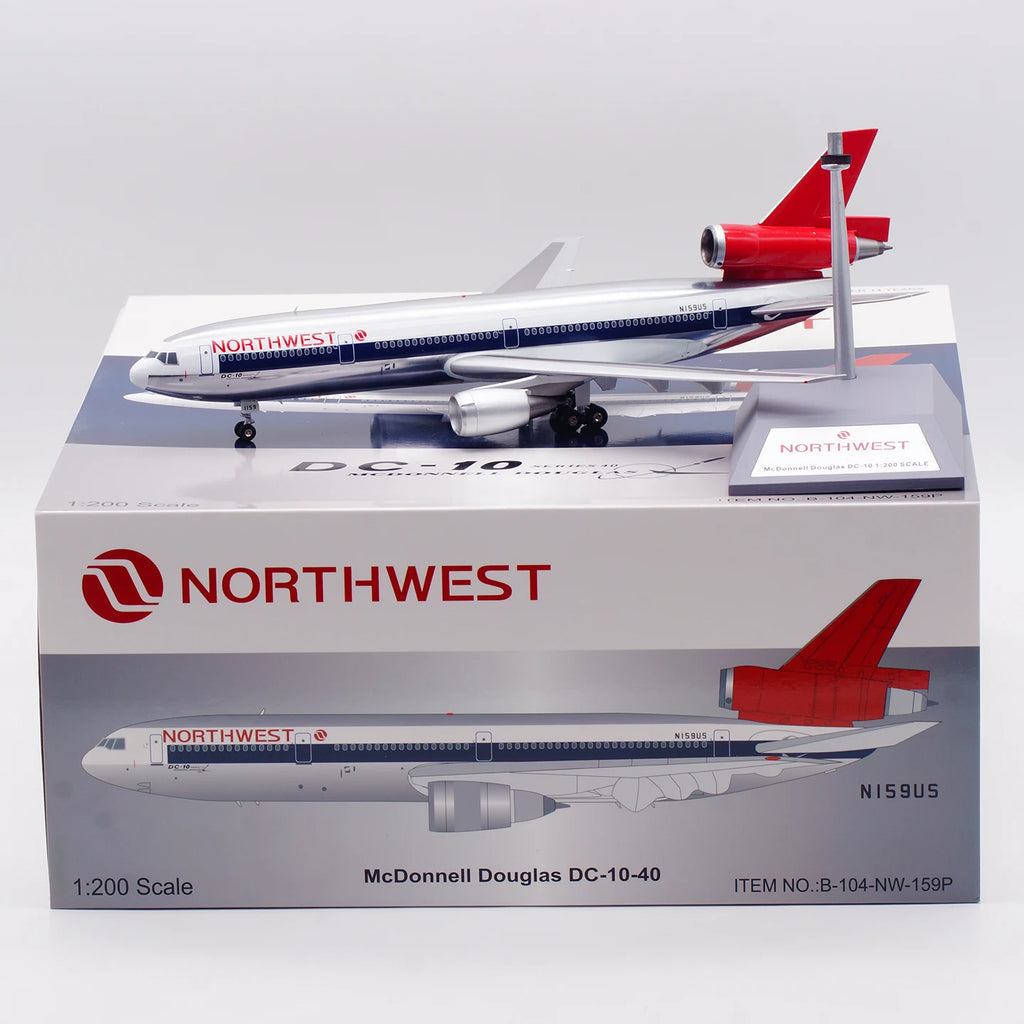 B-104-NW-159P Alloy Collectible Plane B-Models 1:200 Northwest Airlines McDonnell Douglas DC-10-40 Diecast Aircraft Model N159US