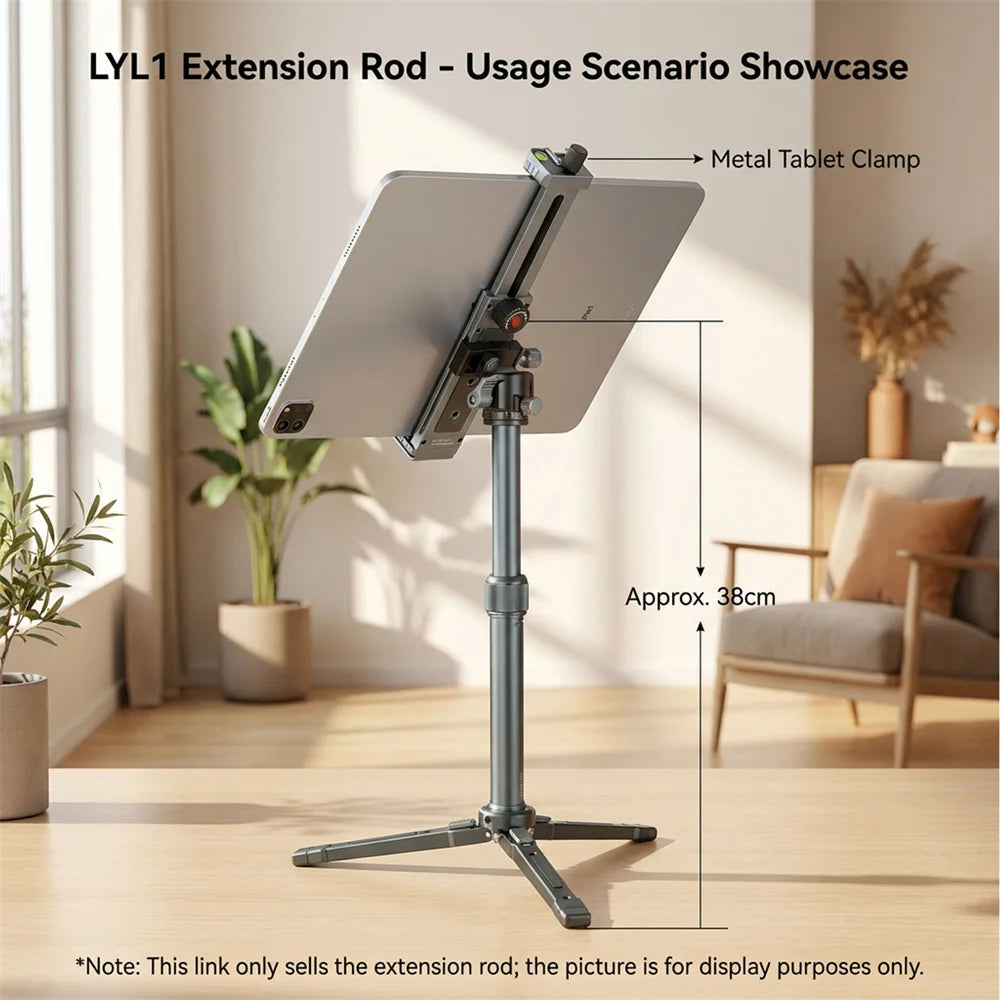 Leaplight All Metal Aluminum Alloy Tripod Stand, Central Axis Extension Rod Stretchable Desktop Selfie Stick