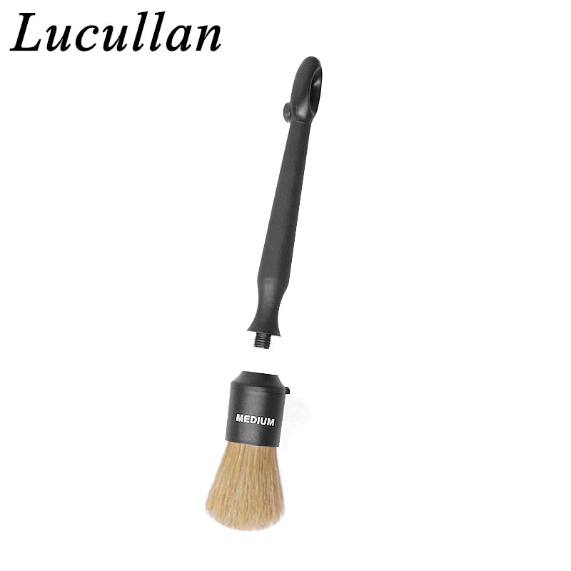 Lucullan 3 in1 Magnetic Interchangeable Detailing Brush Set Soft Bristle for Interior Wheel Rim Gap Cleaning